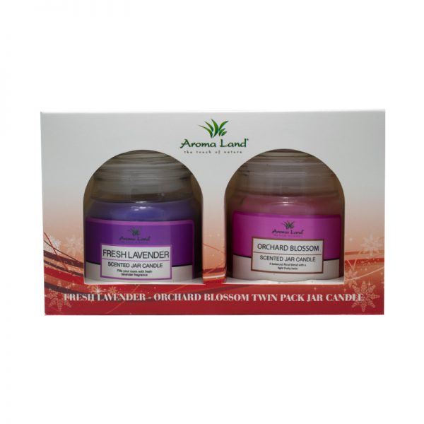Set 2 lumanari parfumate, Lavanda & Floare de livada, Aroma Land, 20 h